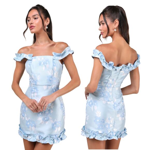 Lulu's Dresses & Skirts - Lulus Pop the Bottle Mini Dress Blue Women’s Small Bridal Regencycore Bridgerton